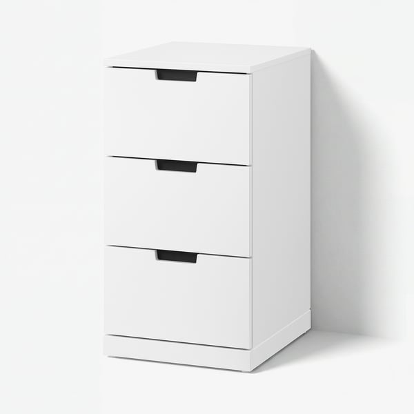 NORDLI Chest of 3 drawers, white, 40x76 cm