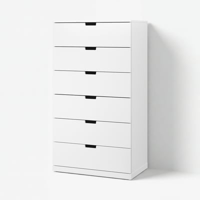 NORDLI Chest of 6 drawers, white, 80x145 cm