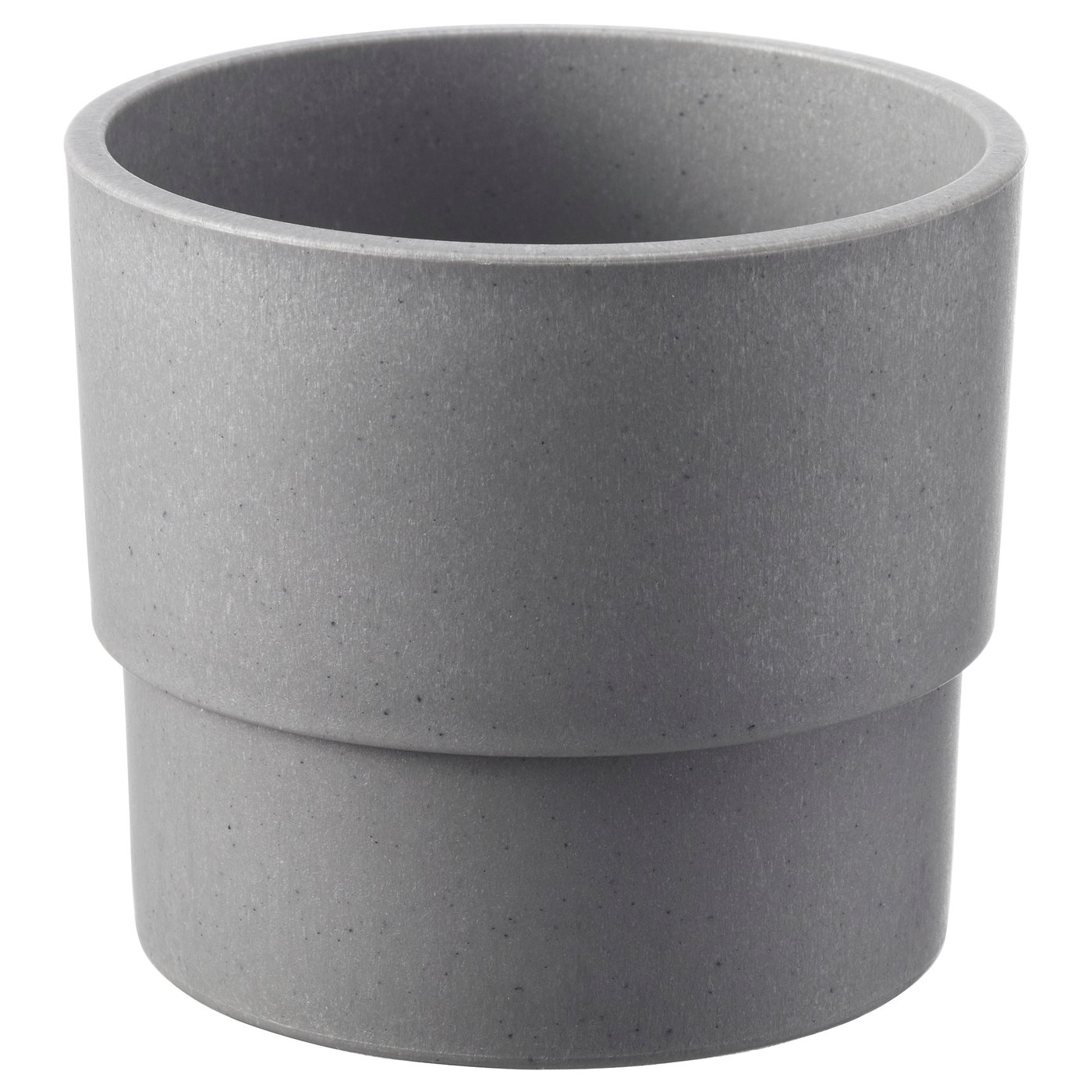 Grey NYPON planter, round, recycled plastic, simple design.