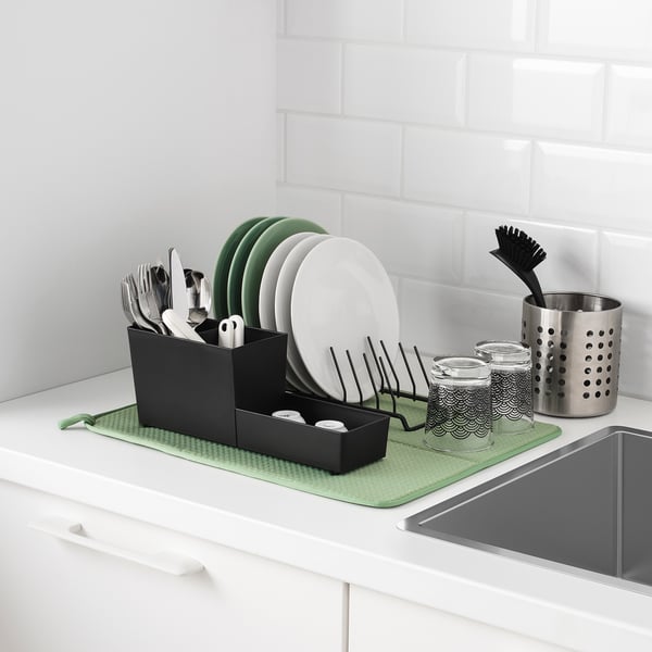 NYSKÖLJD Dish drying mat, green, 44x36 cm