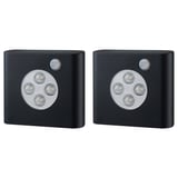 OLEBY Wardrobe lighting with sensor, black, 2 pack