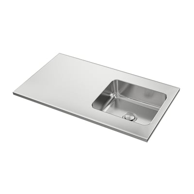 OLOFSJÖN Worktop with 1 integrated sink, stainless steel, 120x65.0 cm