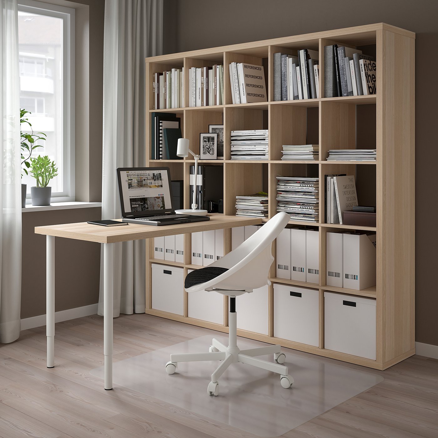 IKEA LINNMON テーブル 120x60 ホワイトOLOV脚4本セット LINNMON / OLOV desk white stained oak effect/white - IKEA