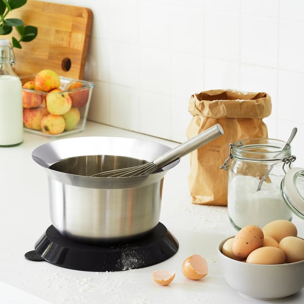 OMTÄNKSAM Mixing bowl with lid stainless steel, light grey IKEA