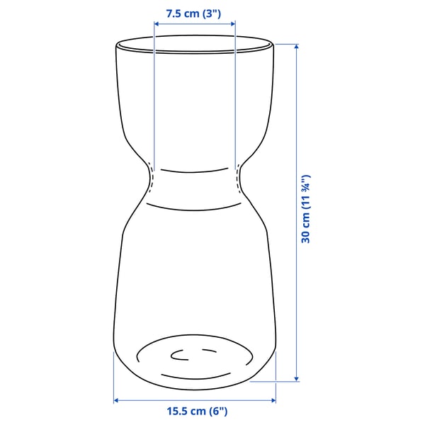 OMTÄNKSAM Vase, light grey, 30 cm