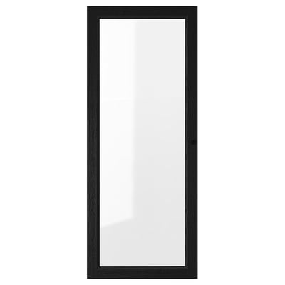 OXBERG Glass door, black oak effect, 40x97 cm