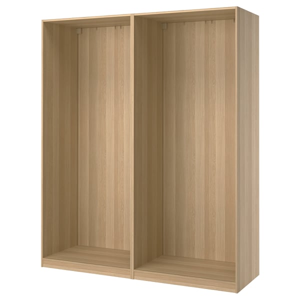 PAX 2 wardrobe frames, white stained oak effect, 200x58x236 cm