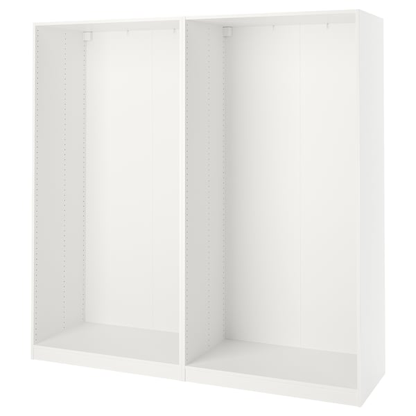 White PAX wardrobe frame; modern, minimalist design.