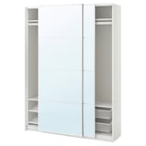 PAX / AULI Wardrobe with sliding doors, white/mirror glass, 150x43x201 cm