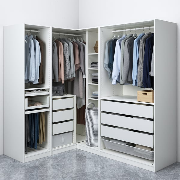 PAX Corner wardrobe, white, 211/161x201 cm