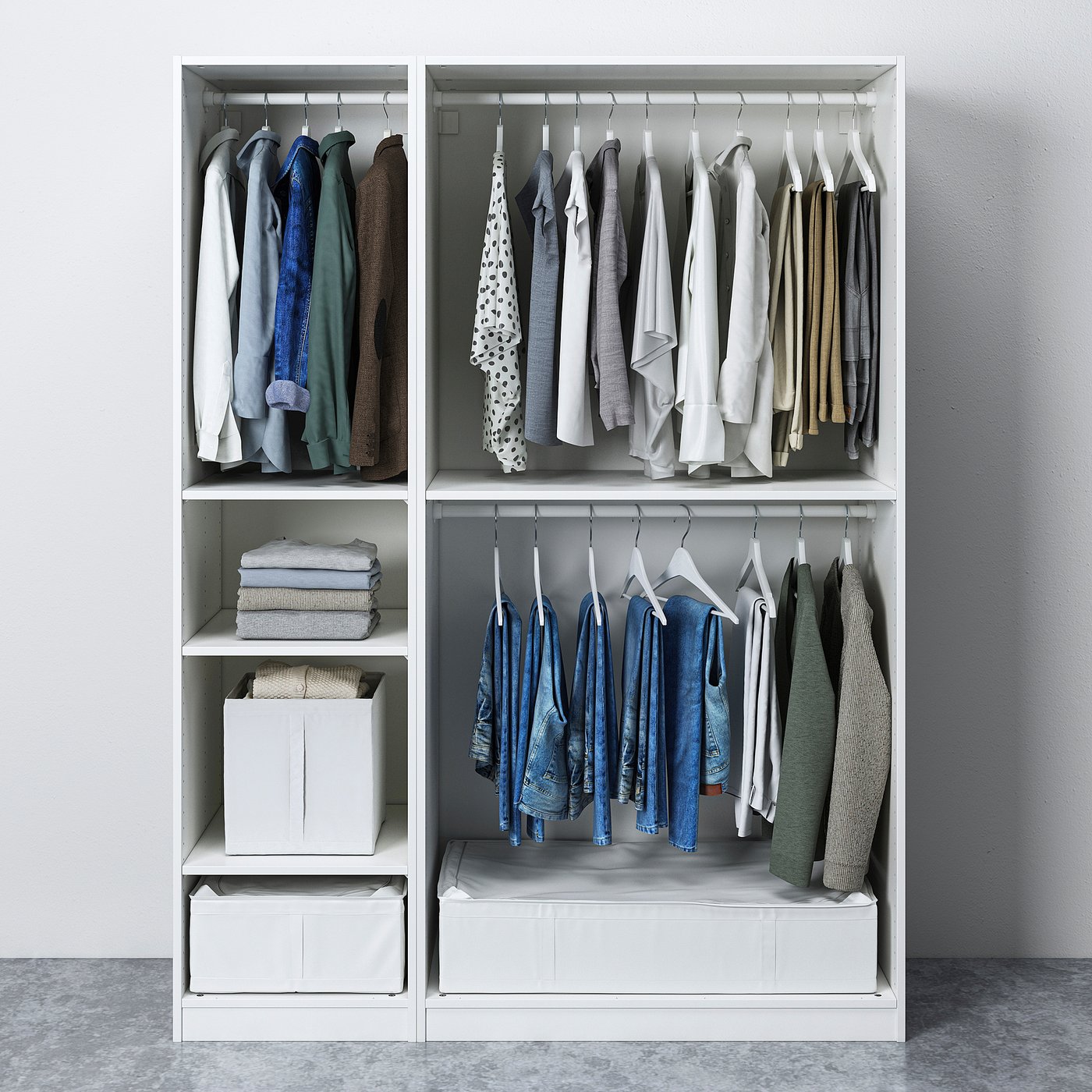 PAX / FORSAND wardrobe combination, white/white stained oak effect