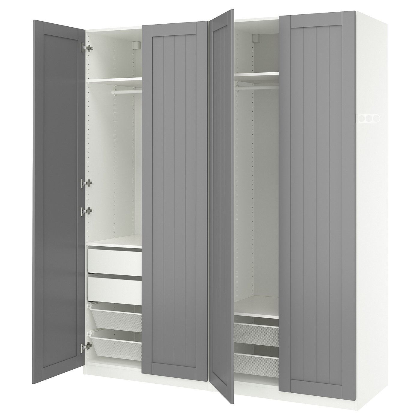 PAX / GULLABERG wardrobe combination, white/grey, 200x60x236 cm - IKEA