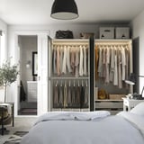 PAX / KAMMARTORP/GULLABERG Wardrobe combination, white/mirror glass grey, 200x60x201 cm