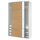 PAX / MEHAMN/AULI Wardrobe with sliding doors, white aluminium/oak effect mirror glass, 150x66x236 cm