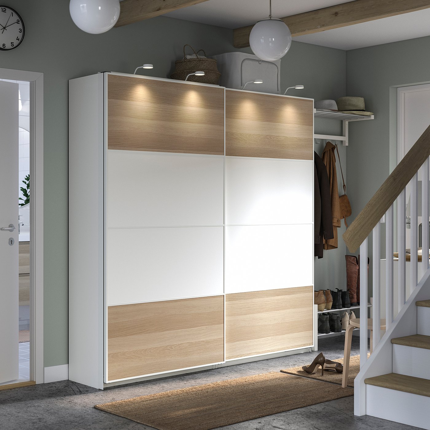 hama　ブラウン＋ホワイト PAX / MEHAMN wardrobe combination, white double sided/white white