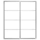 A grey metal PAX wardrobe frame with sliding doors. Its designed for custom panels, offering a sleek, modern look.
