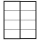 A black PAX wardrobe frame, ready for panels, with a sleek, modern design.
