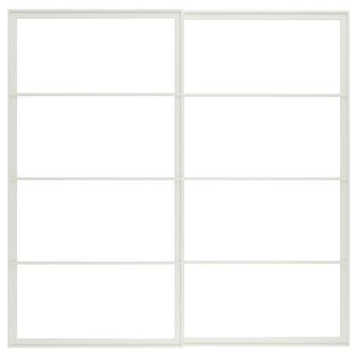 PAX Pair of sliding door frames w rail, white, 200x201 cm