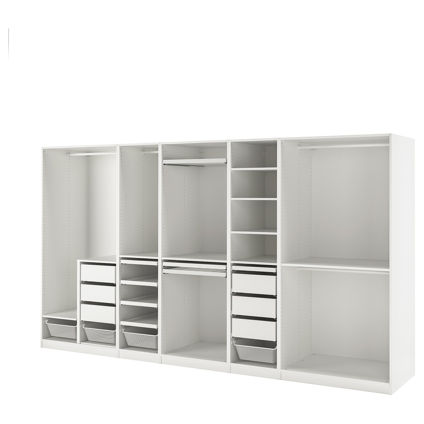 PAX wardrobe combination, white, 375x58x201 cm - IKEA