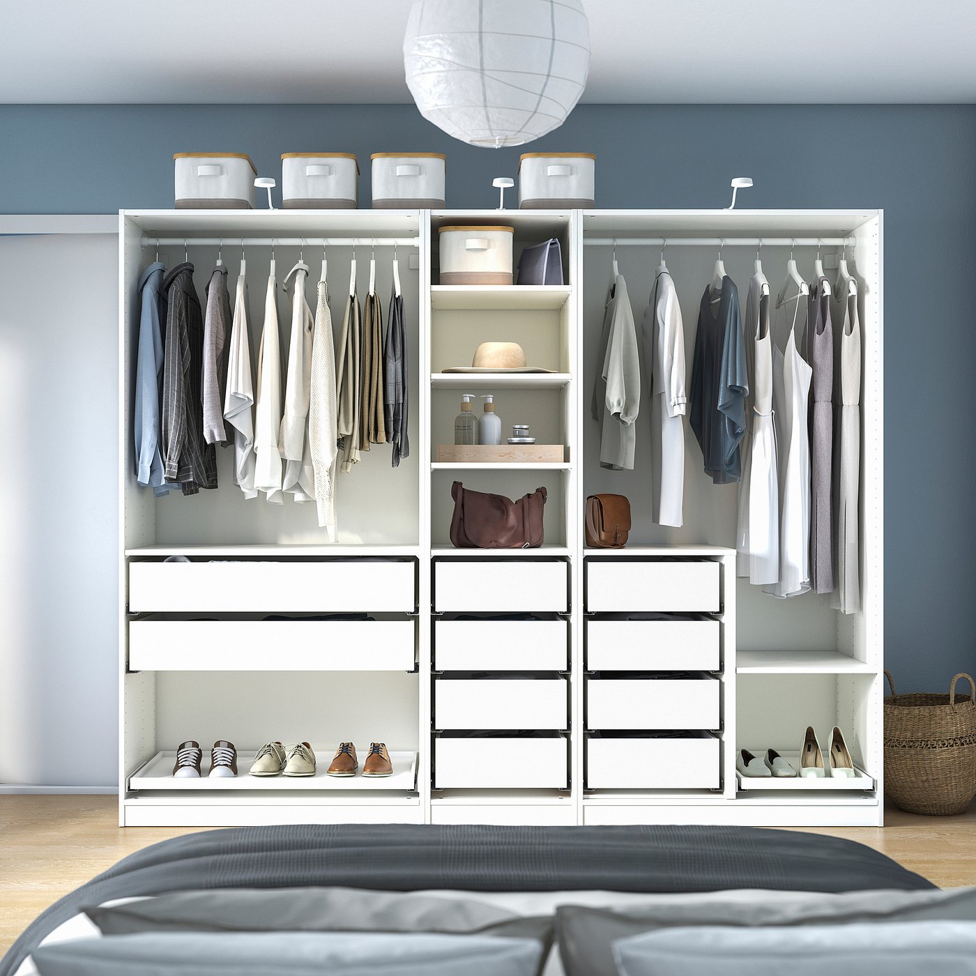 PAX wardrobe combination, white, 250x58x201 cm - IKEA