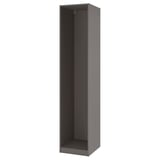 PAX wardrobe frame - grey. Tall, rectangular, open storage unit with perforated sides.