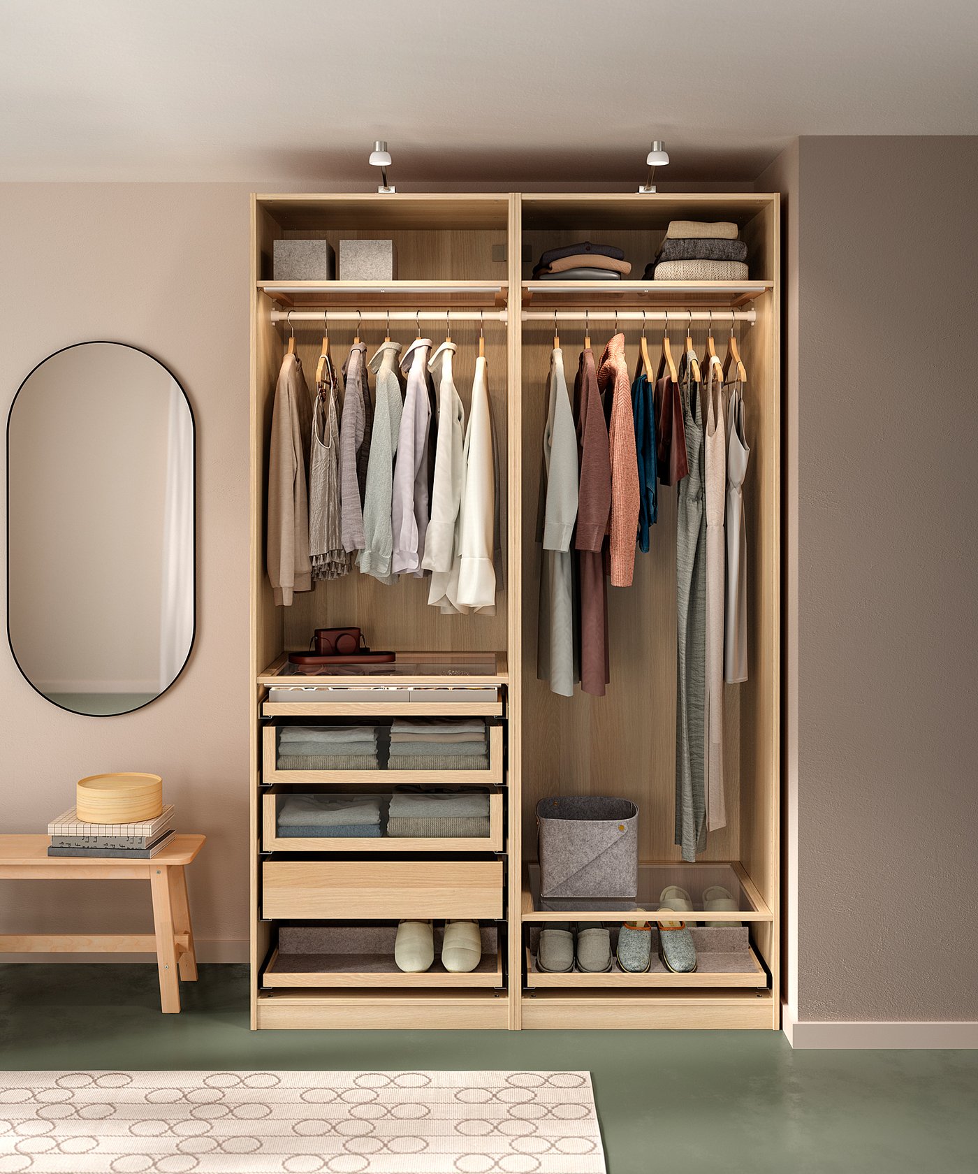 PAX wardrobe frame, white stained oak effect, 75x58x201 cm - IKEA