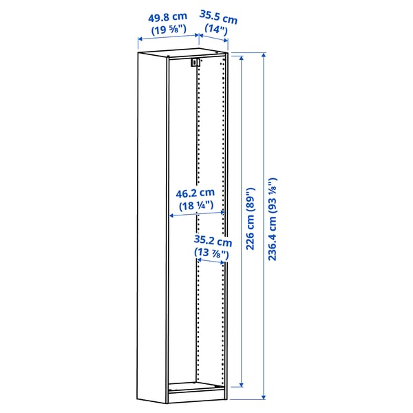Illustration with measurements for the product: PAX.