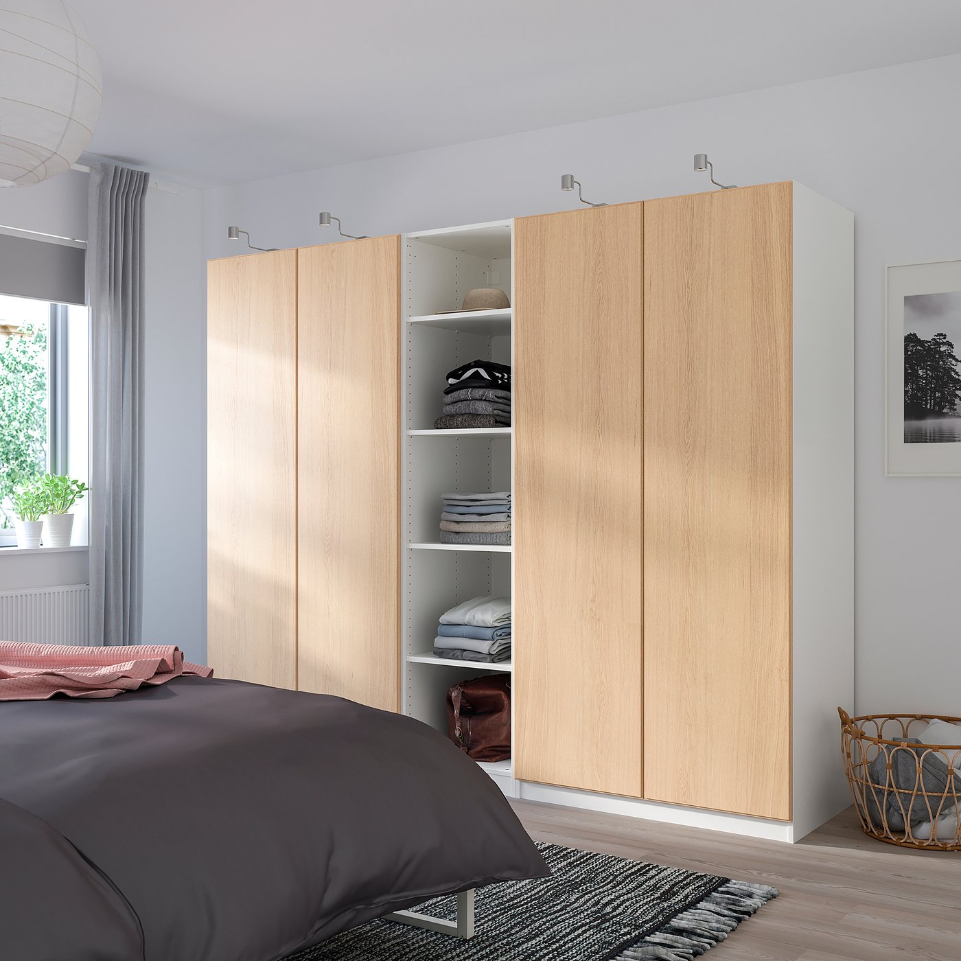 PAX Wardrobe white/Repvåg white stained oak veneer IKEA