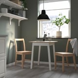 PINNTORP / PINNTORP Table and 2 chairs, light brown stained white stained/light brown stained, 65 cm