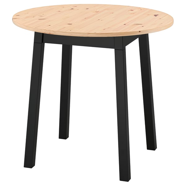 PINNTORP Table, light brown stained/black stained pine, 85 cm