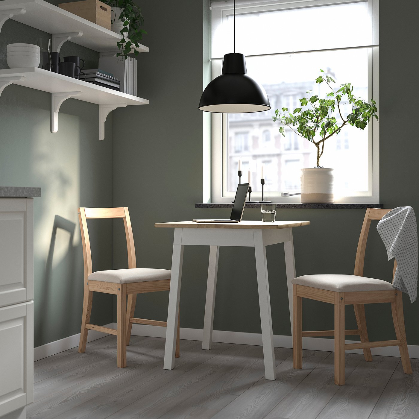 PINNTORP table, light brown stained/white stained pine, 65x65 cm