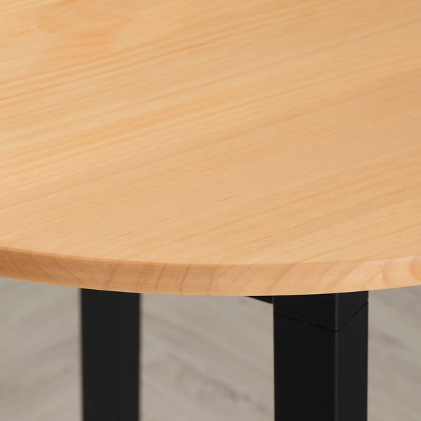 PINNTORP Table, round/light brown stained black stained