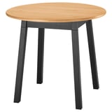 PINNTORP Table, round/light brown stained black stained