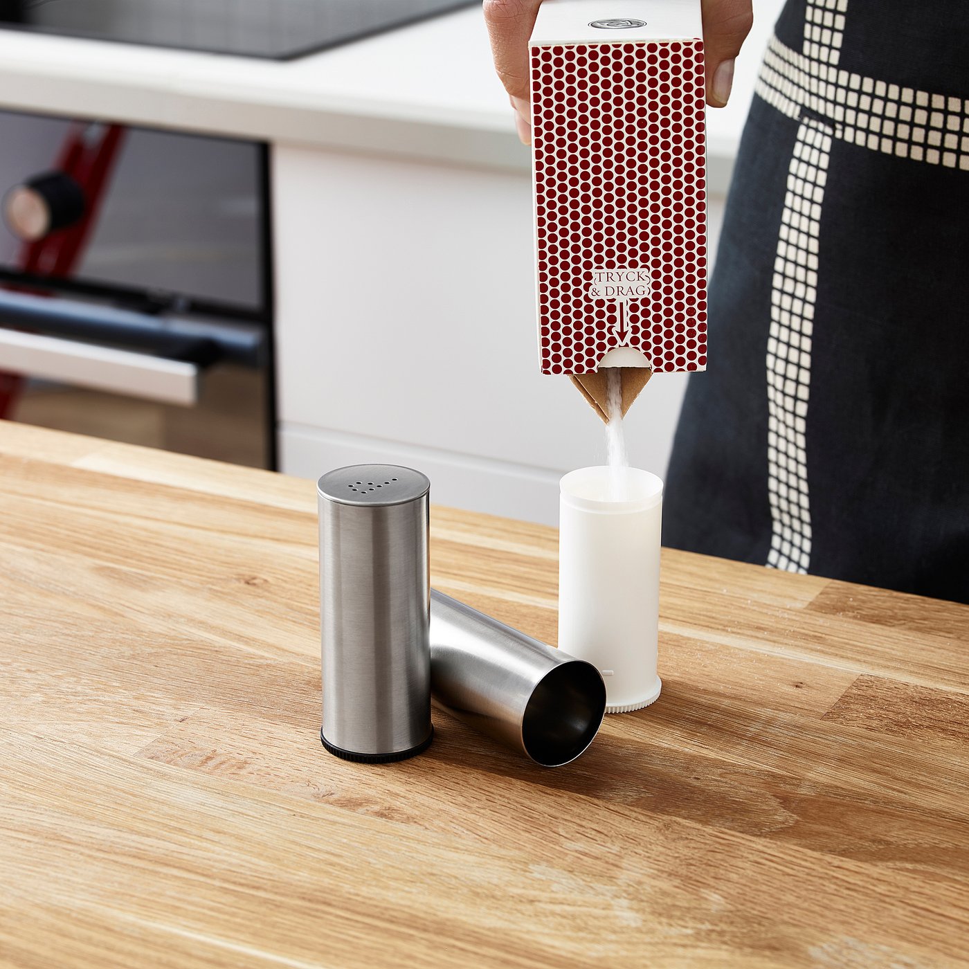 PLATS salt/pepper shaker, set of 2, stainless steel - IKEA