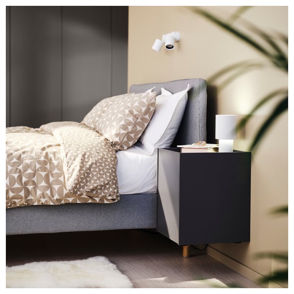 PLÖJKER Bedside table, dark grey, 41x41x50 cm