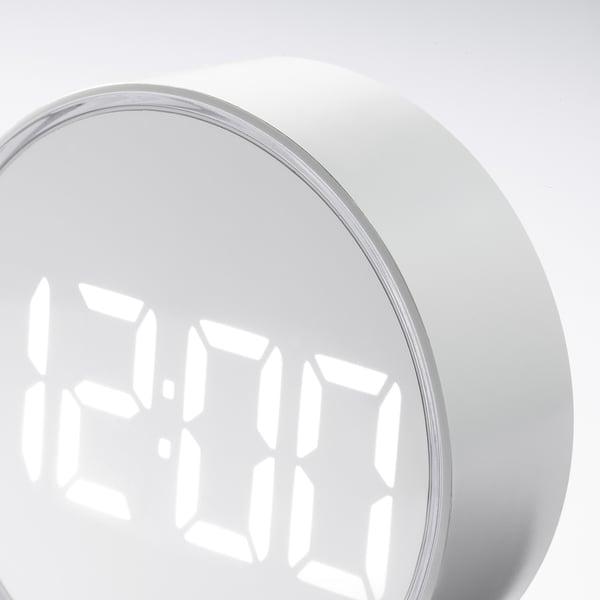 PLUGGET Alarm clock, white, 11 cm