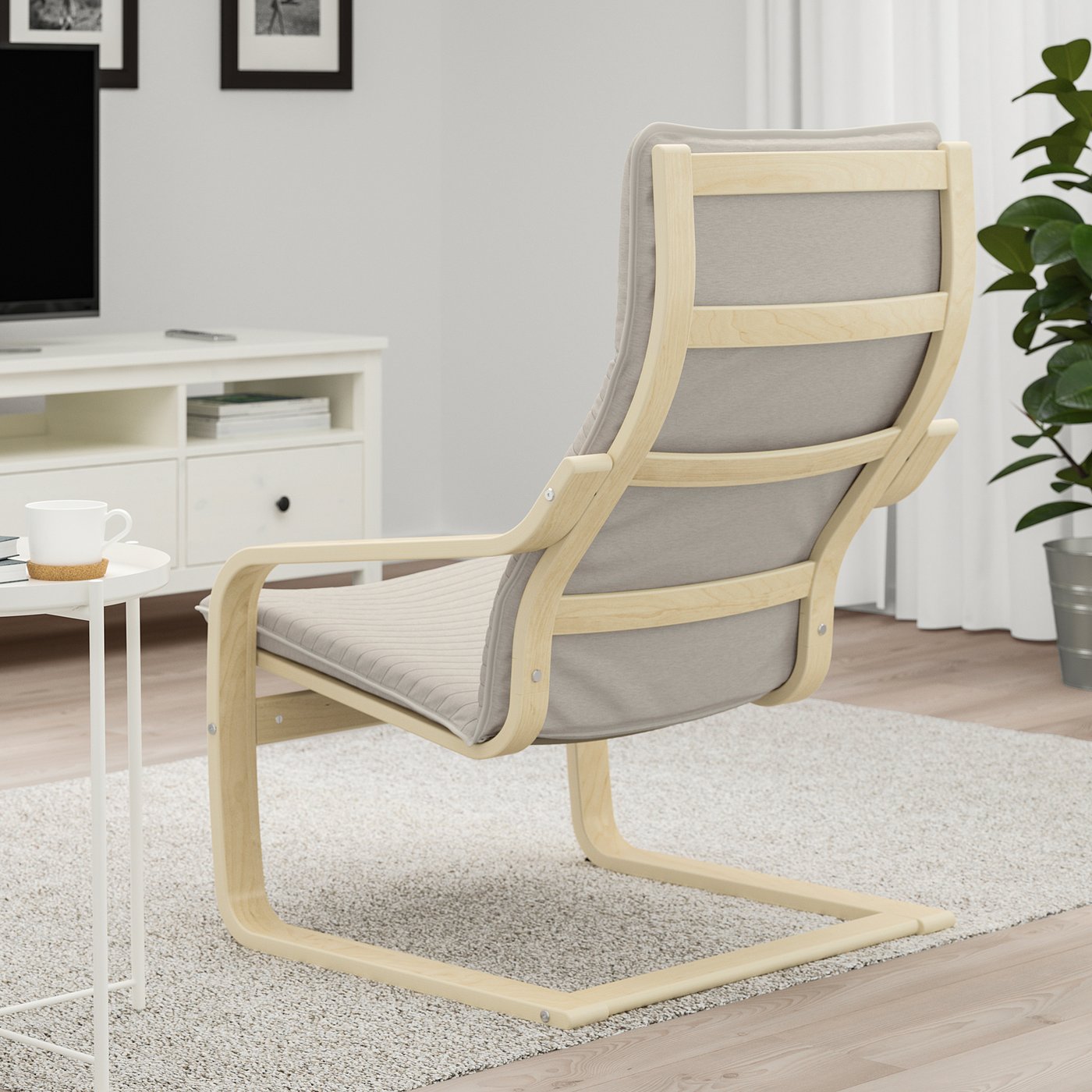 POÄNG armchair, birch veneer/Knisa light beige - IKEA