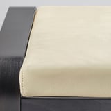 POÄNG Footstool, black-brown/Glose eggshell