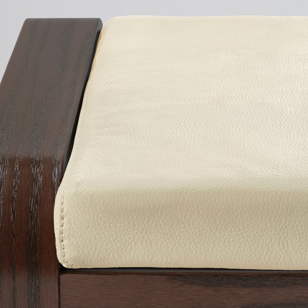POÄNG Footstool, brown/Glose eggshell