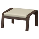 POÄNG Footstool, brown/Glose eggshell