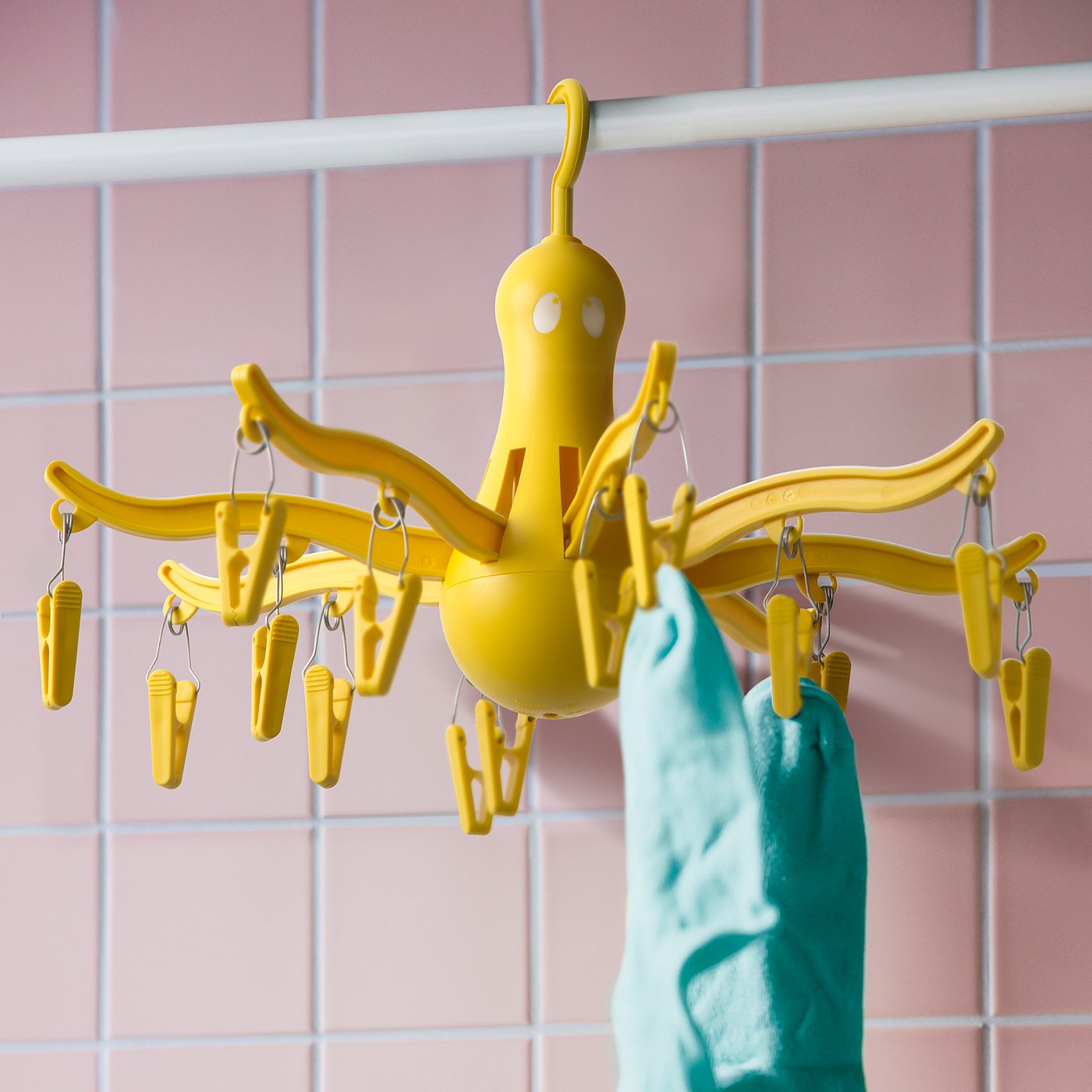 PRESSA hanging dryer 16 clothes pegs, yellow - IKEA