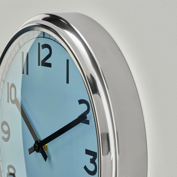 PUGG Wall clock, stainless steel/turquoise, 32 cm