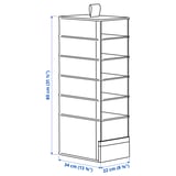 PURRPINGLA Hanging storage w 6 compartments, textile/beige, 22x34x80 cm