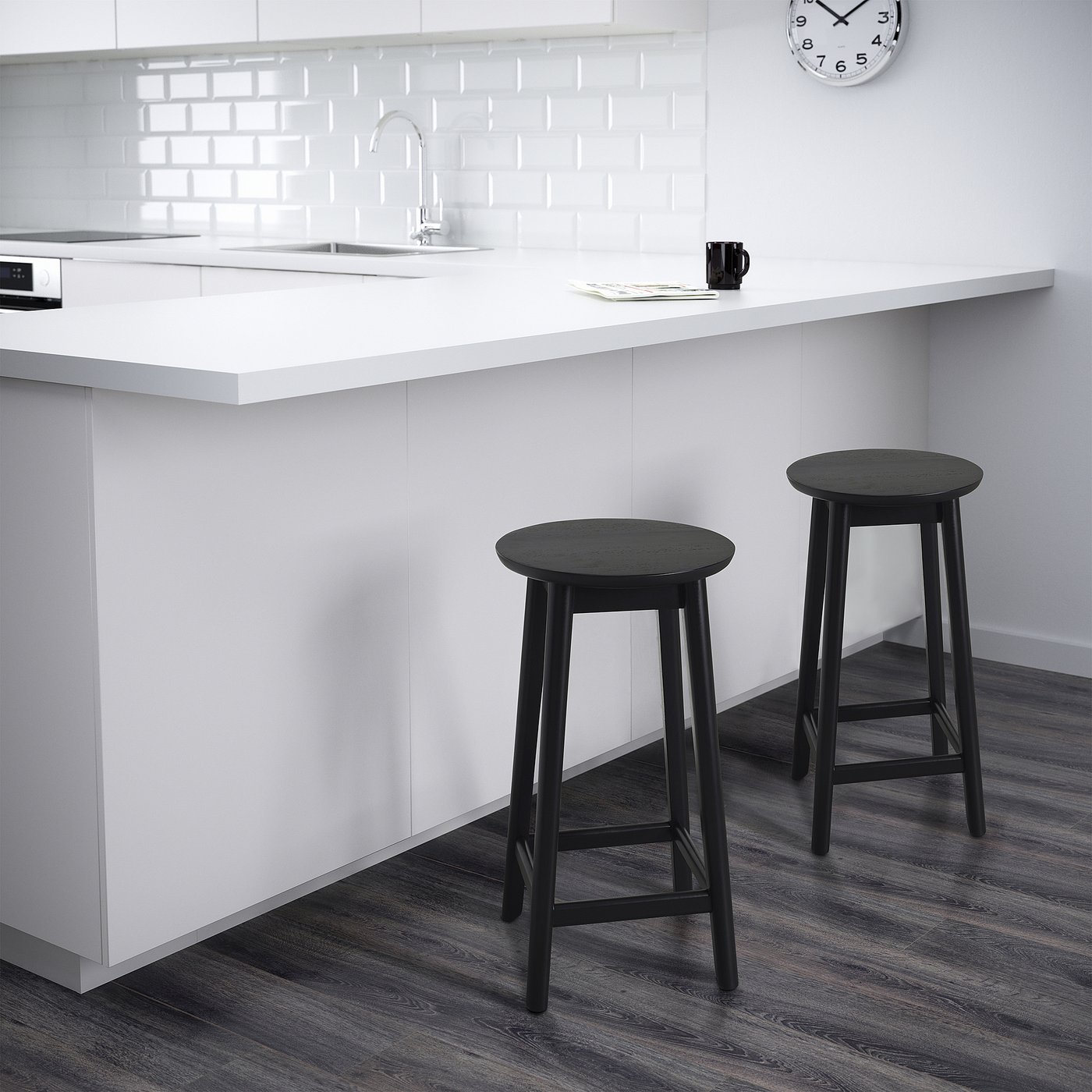 RÄVSTEN bar stool, counter height black, 62 cm - IKEA