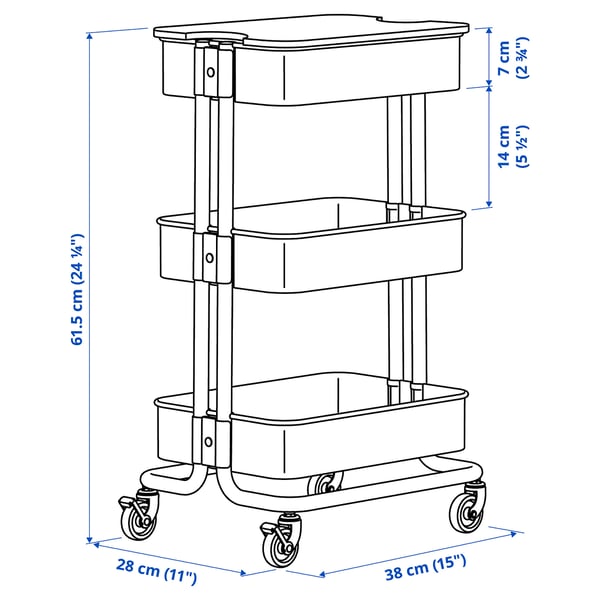 RÅSKOG / NORRÅVA Trolley with lid, pink, 28x38x62 cm