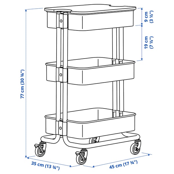 RÅSKOG / NORRÅVA Trolley with lid, pink, 35x45x77 cm