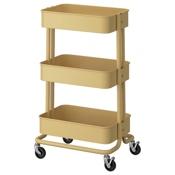 RÅSKOG Trolley, beige-yellow, 35x45x77 cm