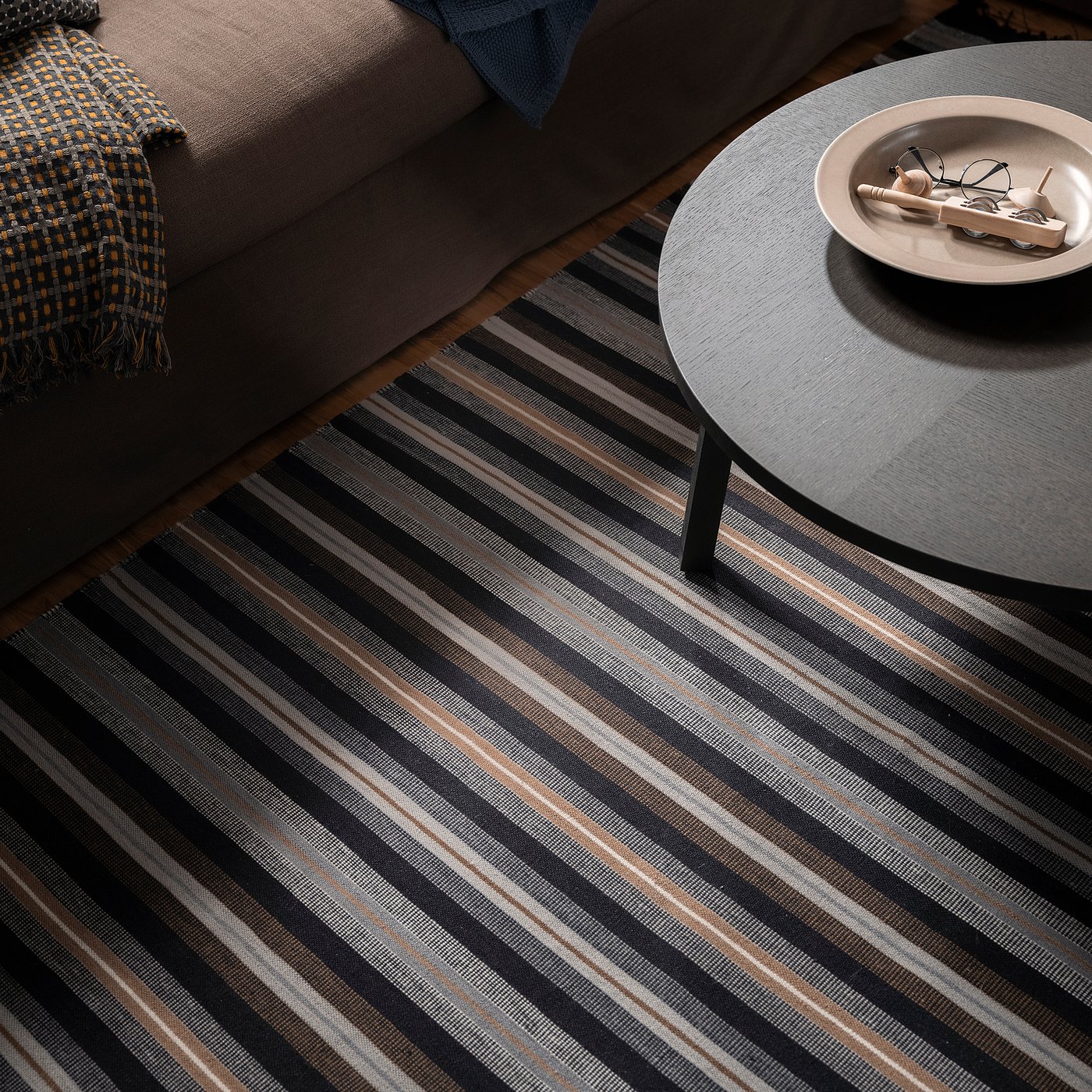 RÅVAROR rug, flatwoven, handwoven black/brown grey, 170x240 cm - IKEA