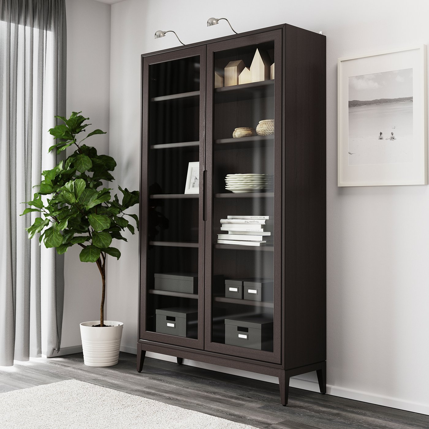 Regissor Glass Door Cabinet Brown Ikea
