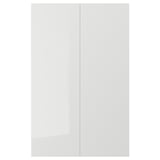 RINGHULT 2-p door f corner base cabinet set, high-gloss light grey, 25x80 cm